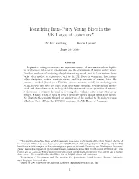 Identifying Intra-Party Voting Blocs in the UK House of Commons∗
