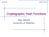 Cryptographic Hash Functions