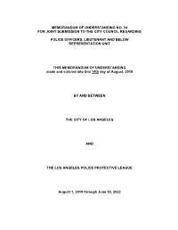Memorandum of Understanding No. 24 for Joint Submission to the City Council Regarding