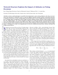 Network Structure Explains the Impact of Attitudes on Voting Decisions