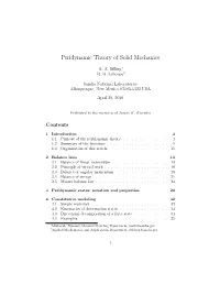 Peridynamic Theory of Solid Mechanics