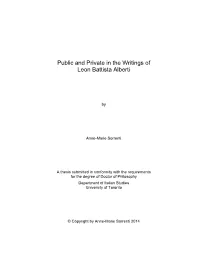 Public and Private in the Writings of Leon Battista Alberti