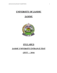 University of Jammu Jammu Syllabus