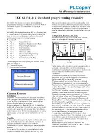 IEC 61131-3: a Standard Programming Resource