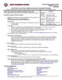 Mays Business School-MS Programs’  International Applicants  Refer to Specific International Instructions (Page 2) for Further Information