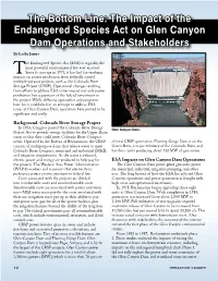 The Impact of the Endangered Species Act on Glen Canyon Dam Operations and Stakeholders