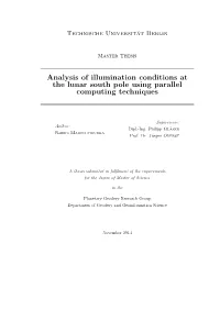 Analysis of Illumination Conditions at the Lunar South Pole Using Parallel Computing Techniques