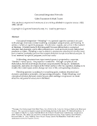 Conceptual Integration Networks Gilles Fauconnier & Mark Turner