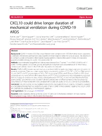 CXCL10 Could Drive Longer Duration of Mechanical Ventilation During COVID-19 ARDS
