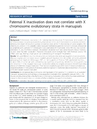 Paternal X Inactivation Does Not Correlate with X Chromosome Evolutionary Strata in Marsupials Claudia L Rodríguez-Delgado1*, Shafagh a Waters2 and Paul D Waters2*