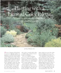 Planting with a Limited Color Palette It’S Easier to Create Winning Combinations with Simplified Schemes