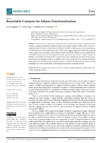 Recyclable Catalysts for Alkyne Functionalization