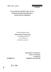 Sd0000029 Evaluation of Chromfte Ore and The