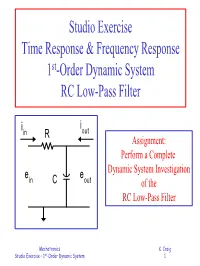 Studio Exercise Time Response & Frequency Response 1St-Order