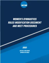 Women's Gymnastics Rules Modification Document and Meet