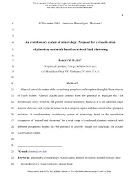An Evolutionary System of Mineralogy: Proposal for a Classification Of