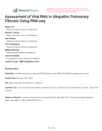 Assessment of Viral RNA in Idiopathic Pulmonary Fibrosis Using RNA-Seq