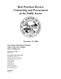 Best Practices Review Contracting and Procurement in the Public Sector