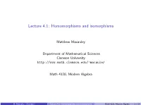 Homomorphisms and Isomorphisms