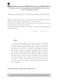 Phenolic Acids – Occurrence and Significance in the World of Higher Fungi