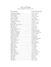 Recommended Street Tree List