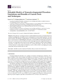 Zebrafish Models of Neurodevelopmental