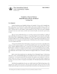Cumulative Or Discrete Numbers: Should Bloomberg Measure the Bailout? Teaching Note