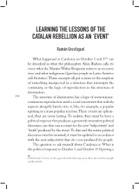 Learning the Lessons of the Catalan Rebellion As an 'Event'