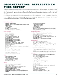 Organizations Reflected in This Report Access to Justice Is a Longstanding Priority of Many Organizations Across the Country