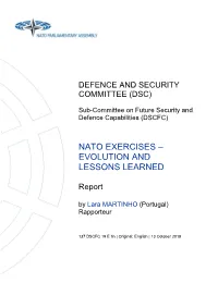 REPORT 137 DSCFC 19 E- NATO EXERCISES EVOLUTION and LESSONS LEARNED.Pdf