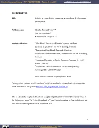 BOOKCHAPTER Title Deficits in Voice-Identity Processing: Acquired