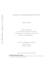 In Search of a Lebesgue Density Theorem for R^\Infty