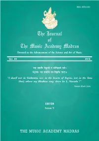 The Journal of the Music Academy Madras Devoted to the Advancement of the Science and Art of Music