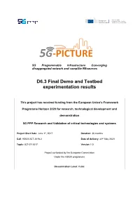 D6.3 Final Demo and Testbed Experimentation Results