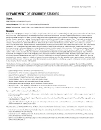 Department of Security Studies 1