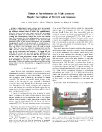 Effect of Interference on Multi-Sensory Haptic Perception of Stretch and Squeeze