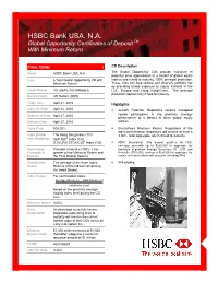HSBC Bank USA, N.A. Global Opportunity Certificates of Deposit TM with Minimum Return