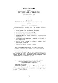 Rajya Sabha —— Revised List of Business