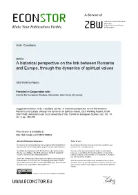 A Historical Perspective on the Link Between Romania and Europe, Through the Dynamics of Spiritual Values