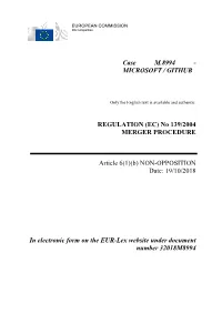 Case M.8994 - MICROSOFT / GITHUB