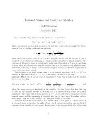 Laurent Series and Residue Calculus