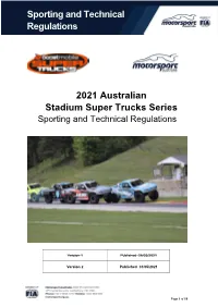 Sporting and Technical Regulations 2021 Australian Stadium Super Trucks Series