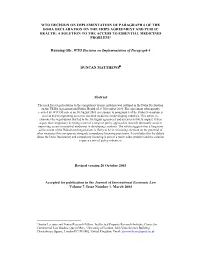 Wto Decision on Implementation Of