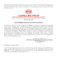 2020 Interim Results Announcement