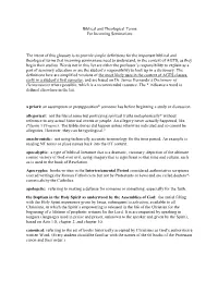 Biblical and Theological Terms for Incoming Seminarians