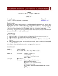 CI 583 Instructional Theory, Principles and Practices