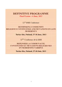 DEFINITIVE PROGRAMME Final Version – 6 June, 2013