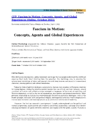 Fascism in Motion: Concepts, Agents and Global Experiences