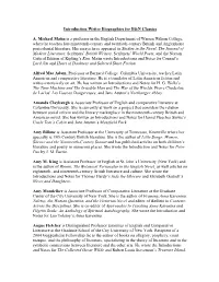 Introduction Writer Biographies for B&N Classics A. Michael Matin Is a Professor in the English Department of Warren Wilson
