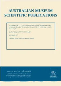 Notes on the Food of Trout and Macquarie Perch in Australia